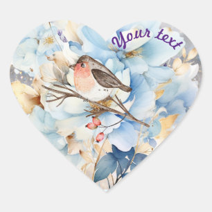 Song Bird und Blume Herz-Aufkleber