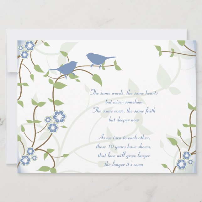 Song Birds Hochzeitstag Vow Renewal Einladung (Vorderseite)
