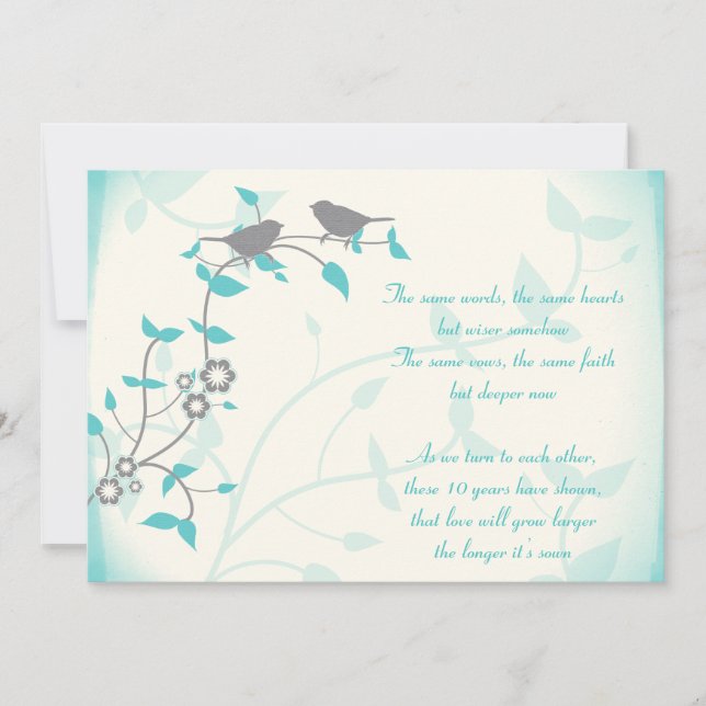 Song Birds Hochzeitstag Vow Renewal Einladung (Vorderseite)
