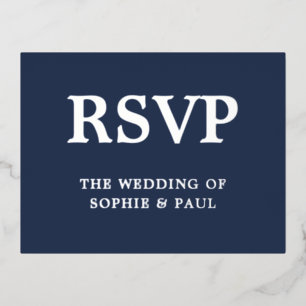 Song Choice Navy Blue Classic Foil RSVP Card Folie Einladungspostkarte