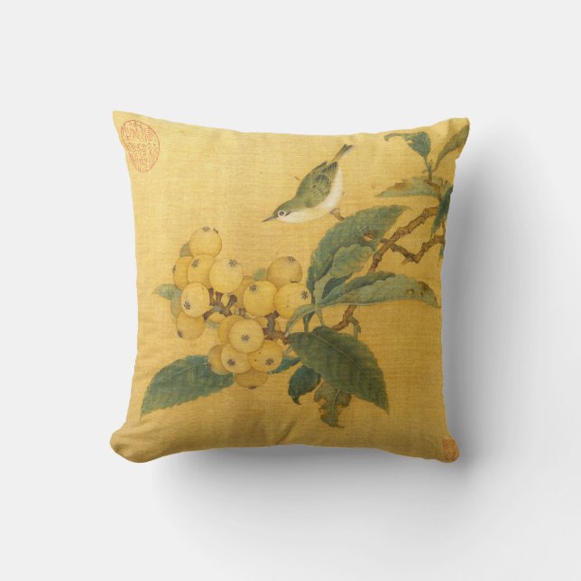 Song Dynsty Bird & Fruit Kissen (Vorderseite)