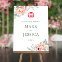 Song Hy Peonies Eucalyptus Wedding Welcome Sign