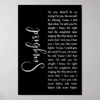 Songbird Black Script Song Lyrica Mauer Kunstdruck