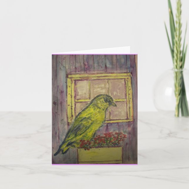 Songbird im Fenster Dankeskarte (Vorderseite)