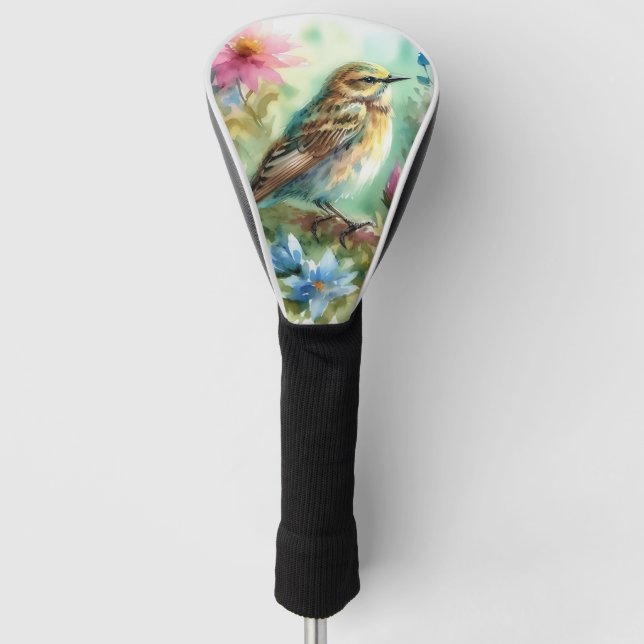 Songbird Melody Graceful Bird & Floral Elegance Golf Headcover (Vorderseite)
