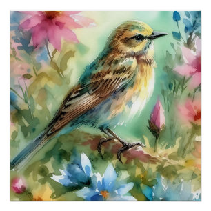Songbird Melody Graceful Bird & Floral Elegance Poster