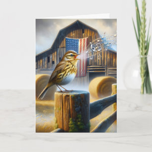 Songbird mit amerikanischer Flagge Karte
