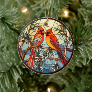 Songbird-Scarlet aus festem Glas Keramik Ornament