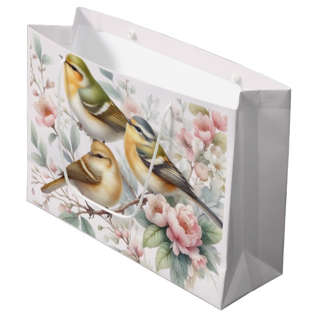 Songbird Serenade inmitten der Blume Große Geschenktüte (Vorderseite Schrägansicht)