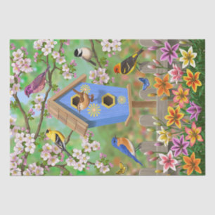 Songbirds Lily Garden Birdhouse Seidenpapier
