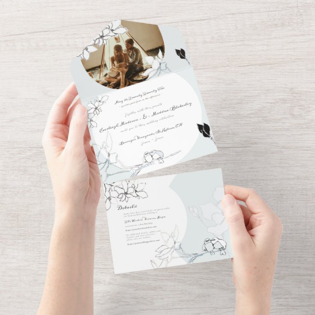 Songbirds Magnolias | Invitation de mariage tout e (Déchirure)