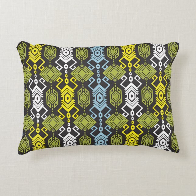 Songket Tenun Geometric Nahtloses Muster mit Creme Dekokissen (Vorderseite)