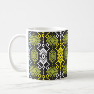 Songket Tenun Geometric Nahtloses Muster mit Creme Kaffeetasse