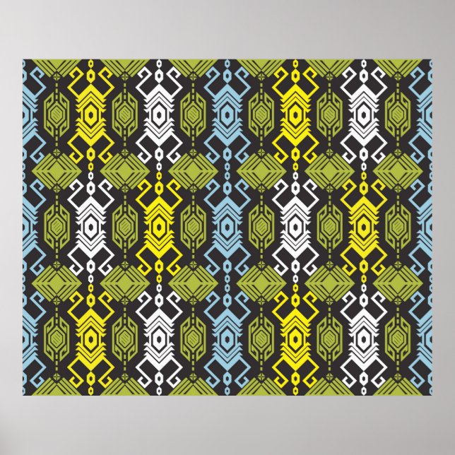 Songket Tenun Geometric Nahtloses Muster mit Creme Poster (Vorne)