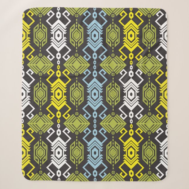 Songket Tenun Geometric Nahtloses Muster mit Creme Sherpadecke (Vorderseite)
