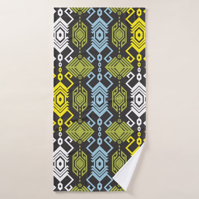 Songket Tenun Geometric Seamless Pattern with Crea Badehandtuch (Badehandtuch)
