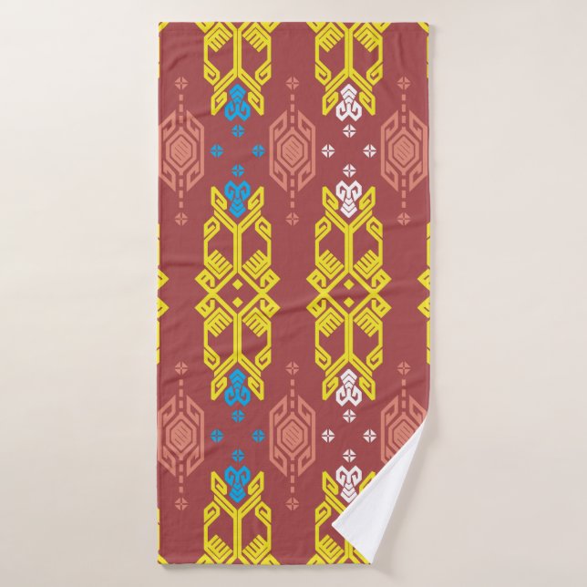 Songket Tenun Geometrik Motif sans couture avec Cr (Serviette de bain)