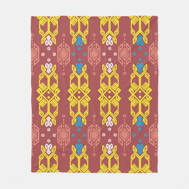 Songket Tenun Geometrik Nahtloses Muster mit Creme Fleecedecke (Vorderseite)