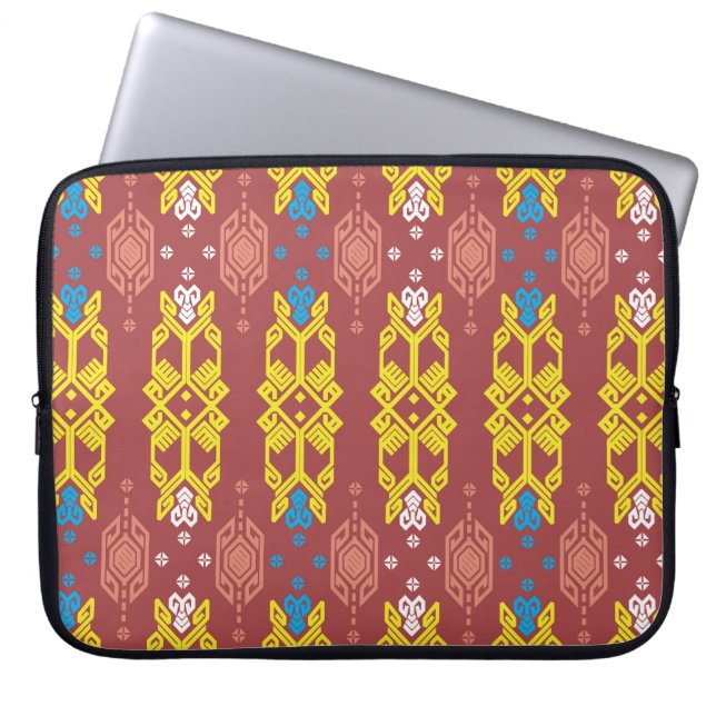 Songket Tenun Geometrik Nahtloses Muster mit Creme Laptopschutzhülle (Vorderseite)