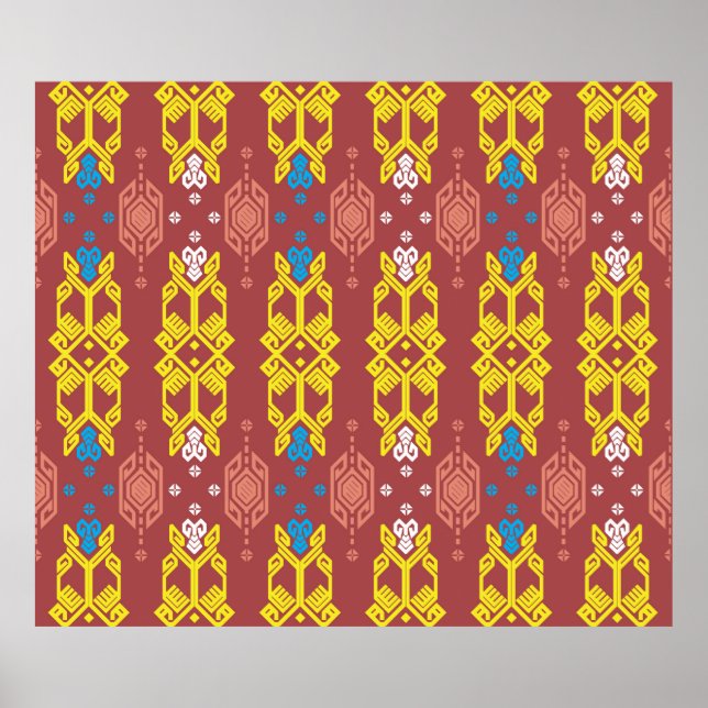 Songket Tenun Geometrik Nahtloses Muster mit Creme Poster (Vorne)