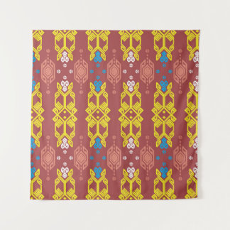 Songket Tenun Geometrik Nahtloses Muster mit Creme Wandteppich
