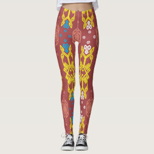 Songket Tenun geometrisch, indonesisches Batikmust Leggings
