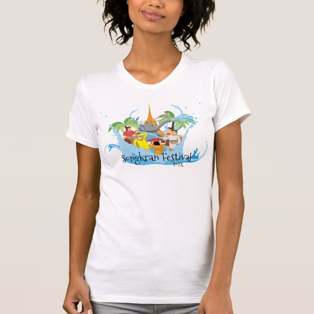 Songkran Festival Elephant sprühen Wasser T-Shirt (Vorderseite)