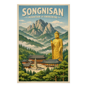 Songnisan-Berg, Südkorea, in einem klassischen Sti Poster