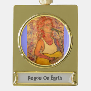 Songstresskunst (Weltfrieden) Banner-Ornament Gold