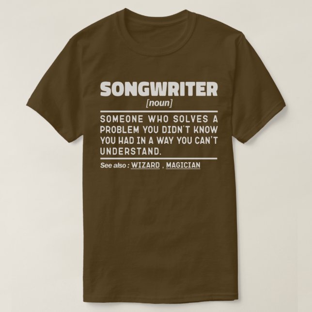 Songwriter Noun Singing Specialist Sarcastic Music T-Shirt (Design vorne)