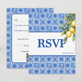 🌈 Songwunsch + QR-Code Azul & Limone Romance RSVP Karte