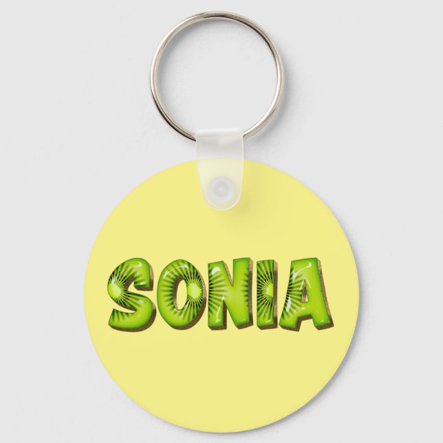 Sonia Name Kiwi Design Schlüsselger Schlüsselanhänger (Vorderseite)