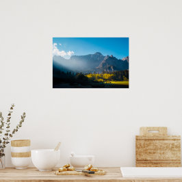 Sonne auf Pferden am See Fusine, Italien Poster