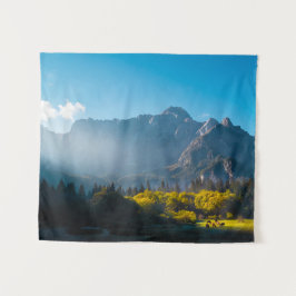 Sonne auf Pferden am See Fusine, Italien Wandteppich