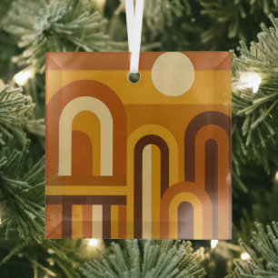 Sonne & Bögen Mid-Century-Modern geometrisches Des Ornament Aus Glas