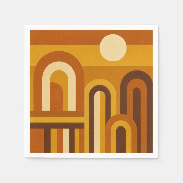 Sonne & Bögen Mid-Century-Modern geometrisches Des Serviette (Vorderseite)