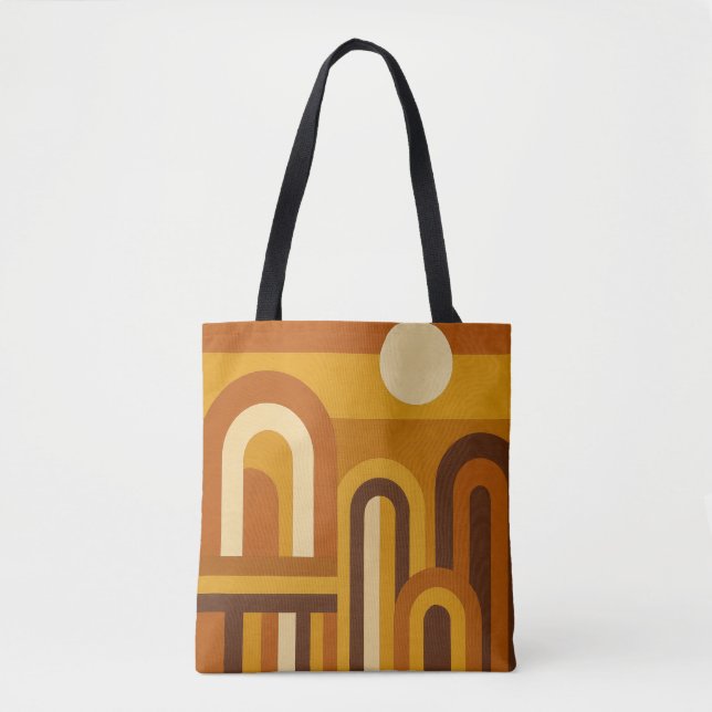 Sonne & Bögen Mid-Century-Modern geometrisches Des Tasche (Vorderseite)