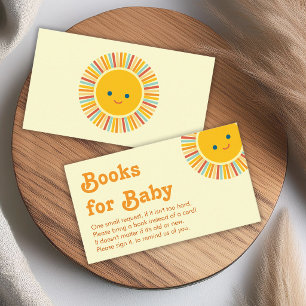 Sonne Bücher für Baby Shower Süße Orange Retro-Sch Begleitkarte