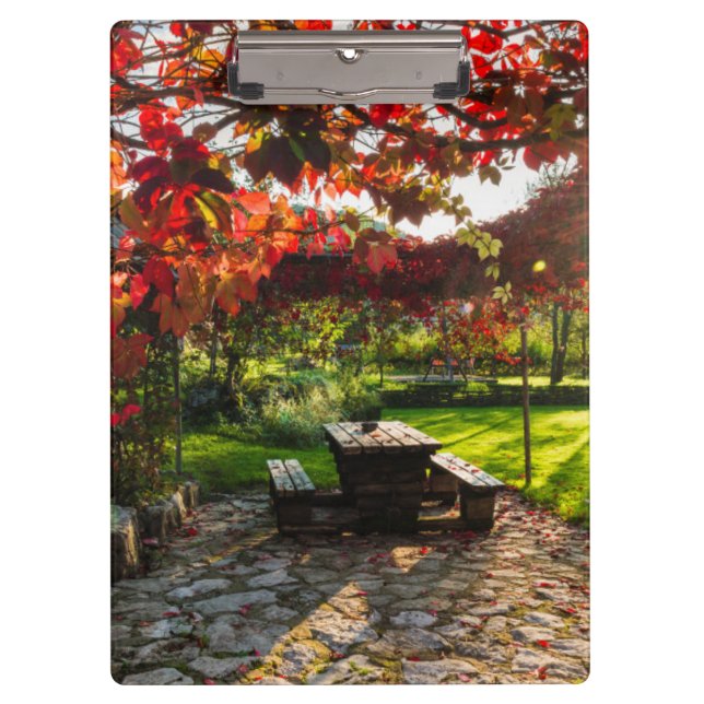 Sonne durch Herbstblätter, Kroatien Klemmbrett (Vorderseite)