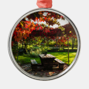 Sonne durch Herbstblätter, Kroatien Silbernes Ornament