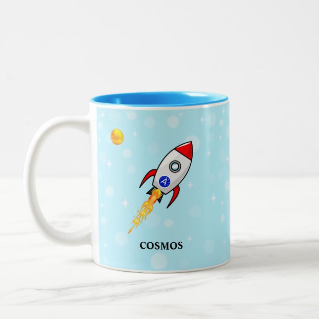Sonne, Erde und Himmel in hellblau Zweifarbige Tasse (Links)