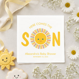 Sonne Hier kommt der Sohn Junge Baby-Party Serviette
