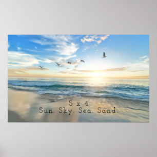 Sonne. Himmel. Meer.Sand. Strandlandschaft Poster