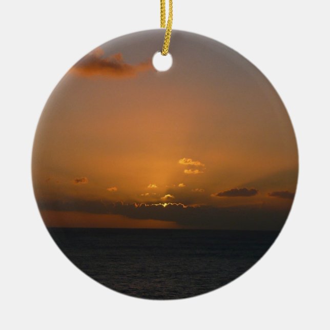 Sonne hinter Wolken II Seascape Keramik Ornament (Vorne)