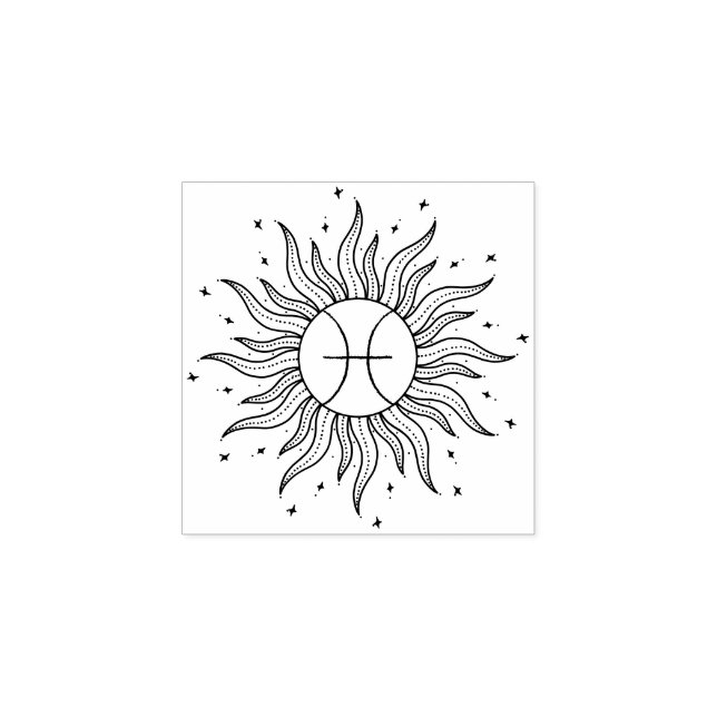 Sonne Horoskop Fische | Tierkreiszeichen Gummistempel (Prägung)