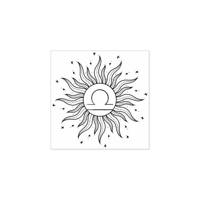 Sonne Horoskop Waage | Sternzeichen Astrologie Gummistempel (Prägung)