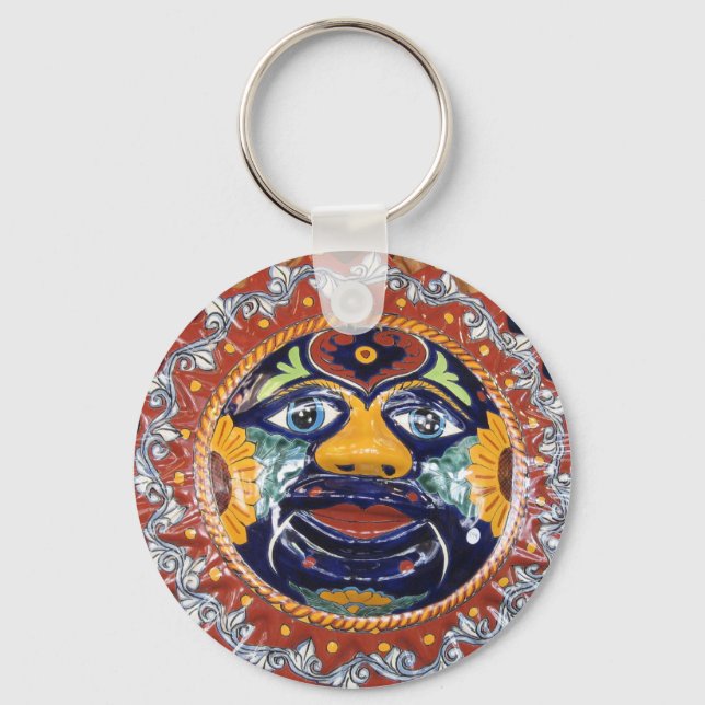 Sonne im mexikanischen Talavera Stil Schlüsselanhänger (Vorderseite)