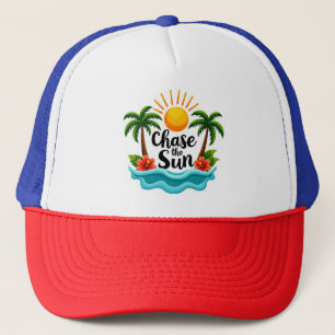Sonne jagen Tropischer Palmenbaum Hut Truckerkappe
