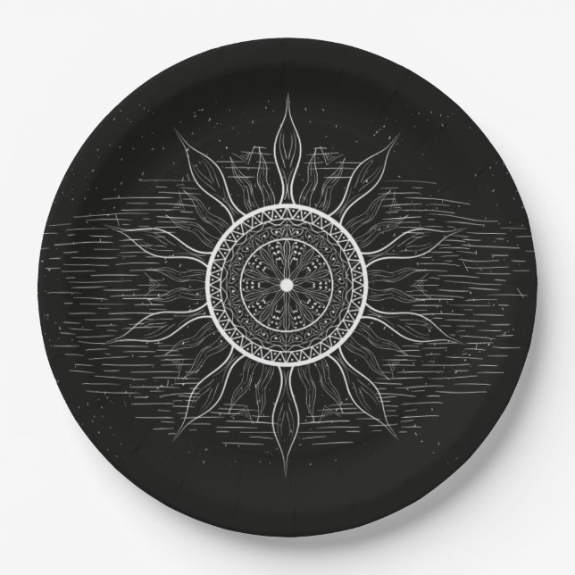 Sonne-Mandala 2 Pappteller (Vorderseite)