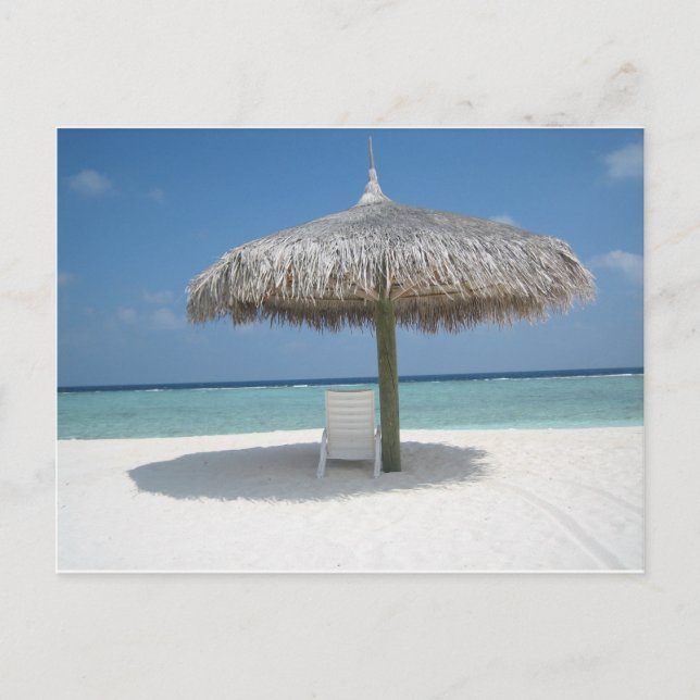 Sonne, Meer, Sand und der Schatten Postkarte (Vorderseite)